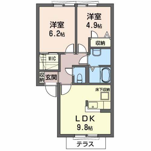 シャーメゾンいずみ(2DK/2階)の間取り写真