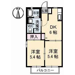 アプリコット(2DK/2階)の間取り写真