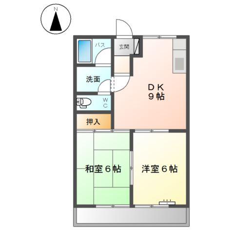 イマージュRYOKE(2DK/2階)の間取り写真
