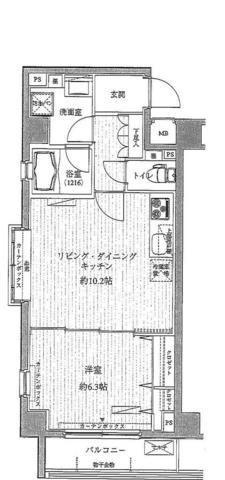 メゾンカルム西新宿(1LDK/5階)の間取り写真