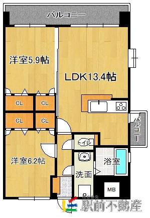 メルヴェーユ(2LDK/3階)の間取り写真