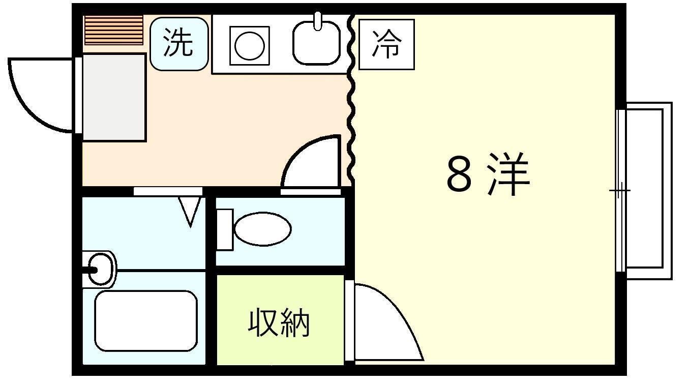 ふじハイツI(1K/1階)の間取り写真