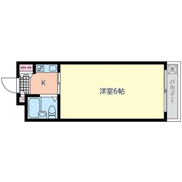 ティファニー鶴ヶ峰(1K/2階)の間取り写真
