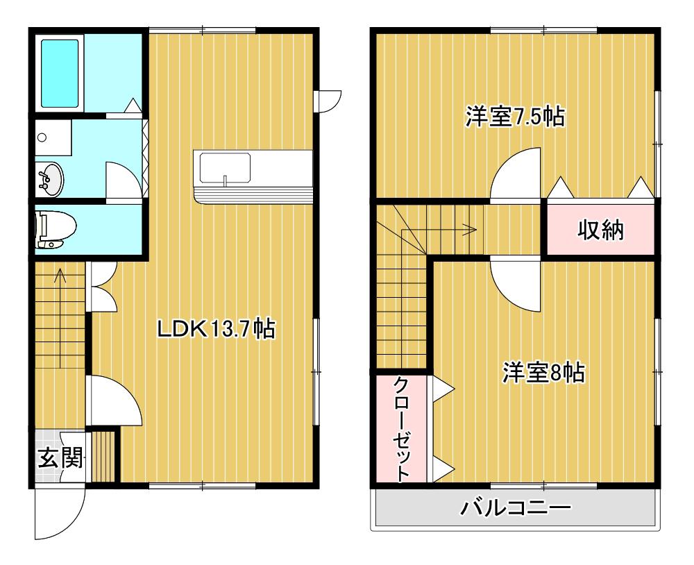 グランディールIII(2LDK/1階)の間取り写真