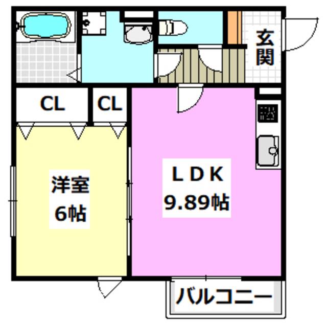 LA-CREA茨木寺田町(1LDK/2階)の間取り写真