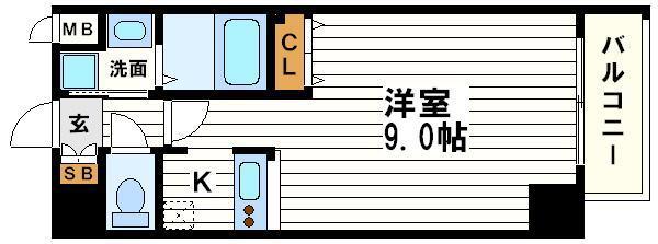 WILLDO松屋町(1K/9階)の間取り写真