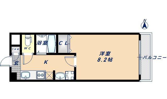 アミティ小阪(1K/2階)の間取り写真