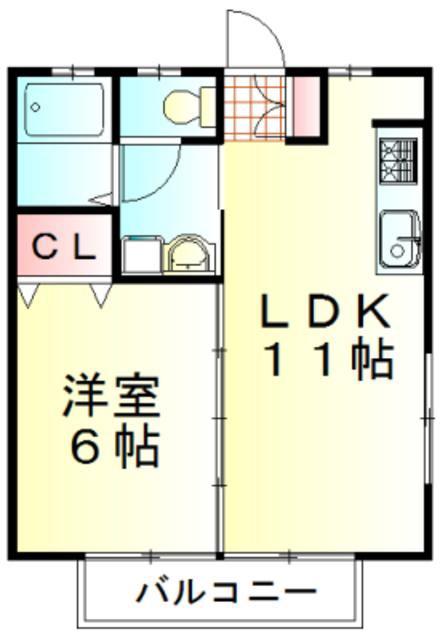 メゾンフォーシーズンA棟(1LDK/2階)の間取り写真