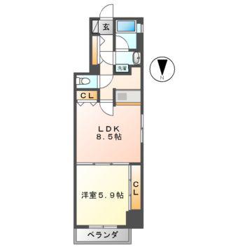 ライブコート泉(1LDK/3階)の間取り写真