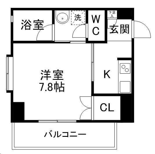 しゃとれ新寺(1K/4階)の間取り写真