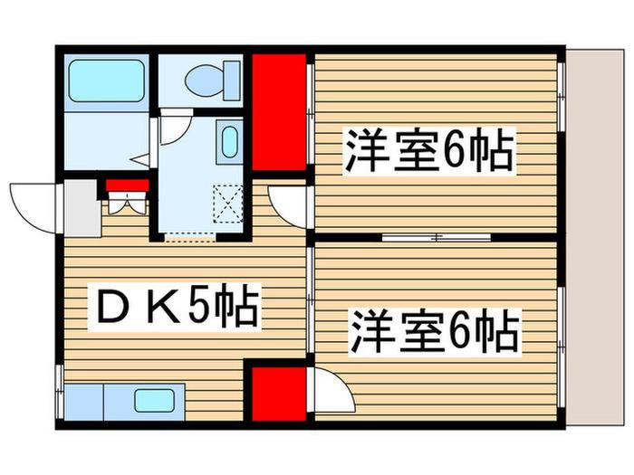 メゾンかしわ(2DK/1階)の間取り写真