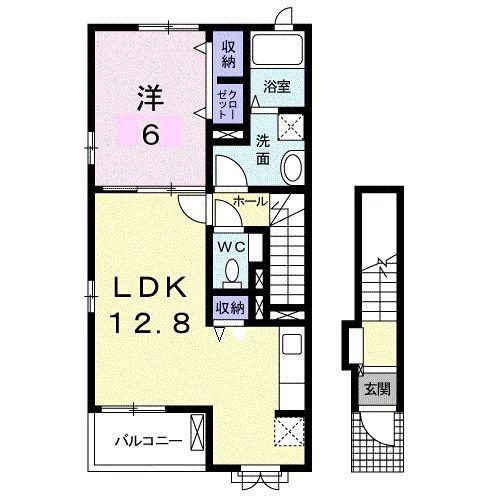 ワイズKM II(1LDK/2階)の間取り写真