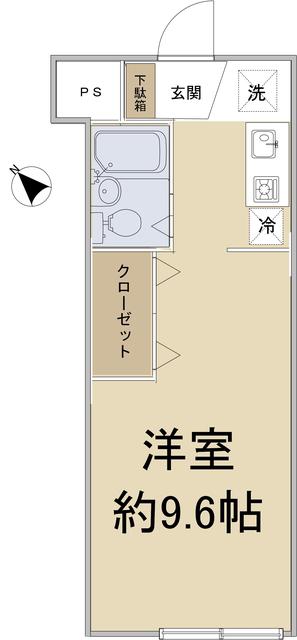 ヴィクトリアガーデン(ワンルーム/1階)の間取り写真