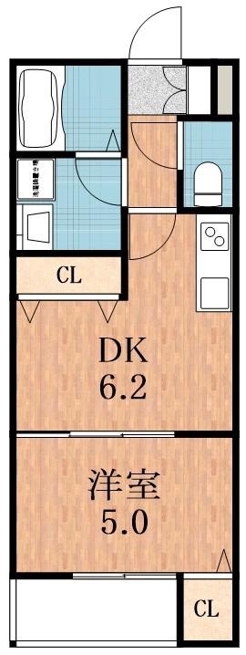 CREST COURT(1LDK/2階)の間取り写真