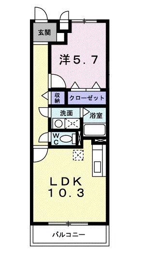 エテルノSS(1LDK/2階)の間取り写真