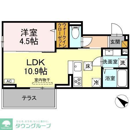 D-ROOM神明町II B B(1LDK/1階)の間取り写真