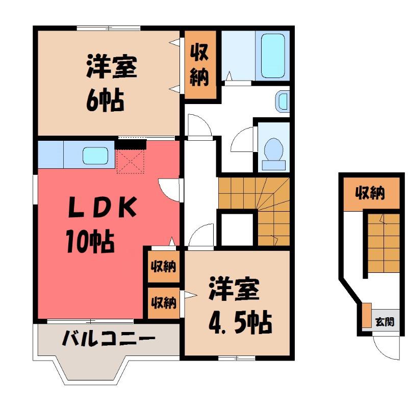 プチシャン・ヴィラ(2LDK/2階)の間取り写真