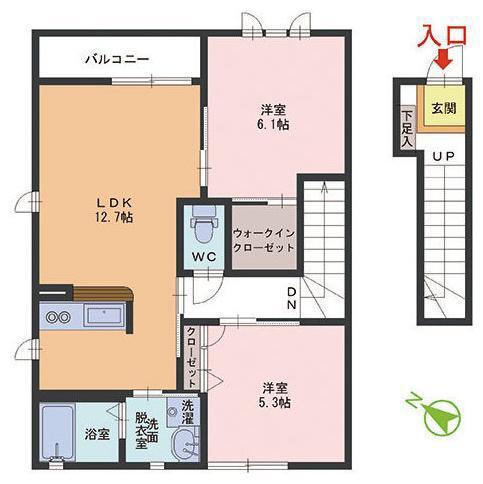 ルミエール(2LDK/2階)の間取り写真