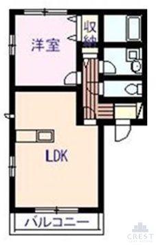 グランソレイユII(1LDK/2階)の間取り写真
