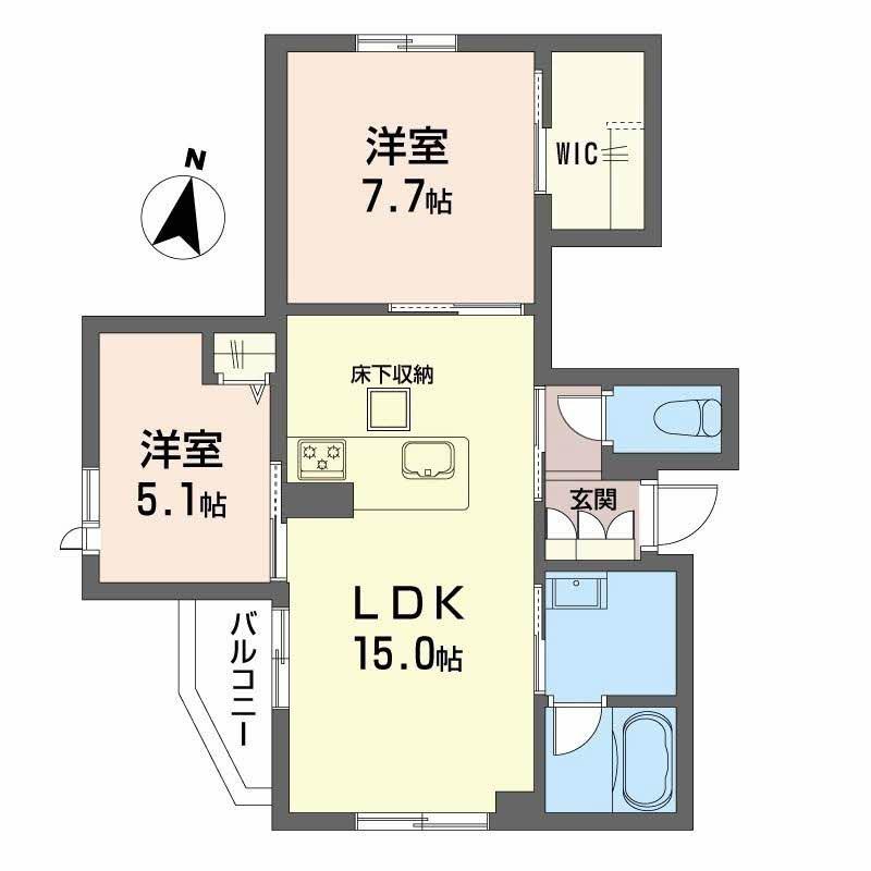 シャーメゾン セレーノ ベフ(2LDK/1階)の間取り写真