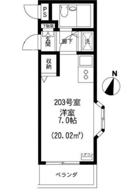 コーポ所沢(ワンルーム/2階)の間取り写真