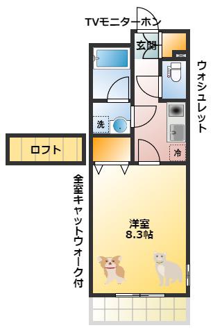 ハイツけやき 七番館(1K/3階)の間取り写真