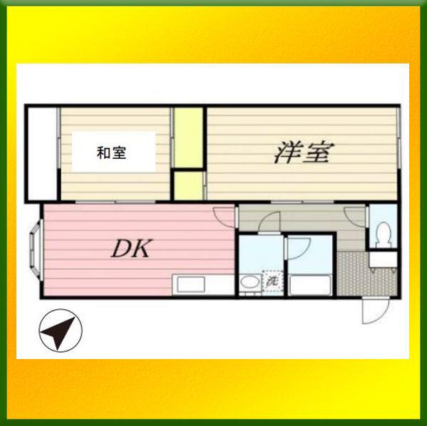 サンライズ関道(2DK/3階)の間取り写真