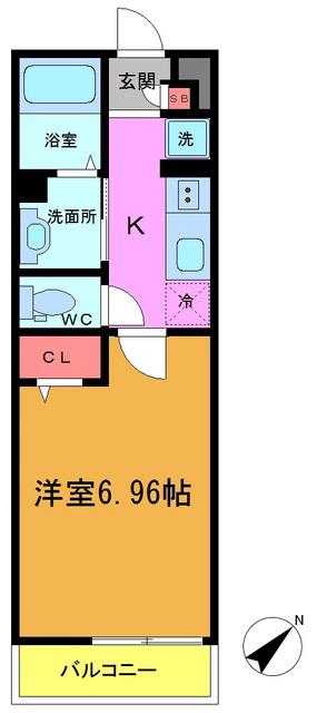 ローズパーク七番館(1K/1階)の間取り写真