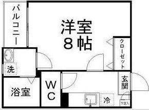 クレフラスト五橋駅東B(1K/1階)の間取り写真