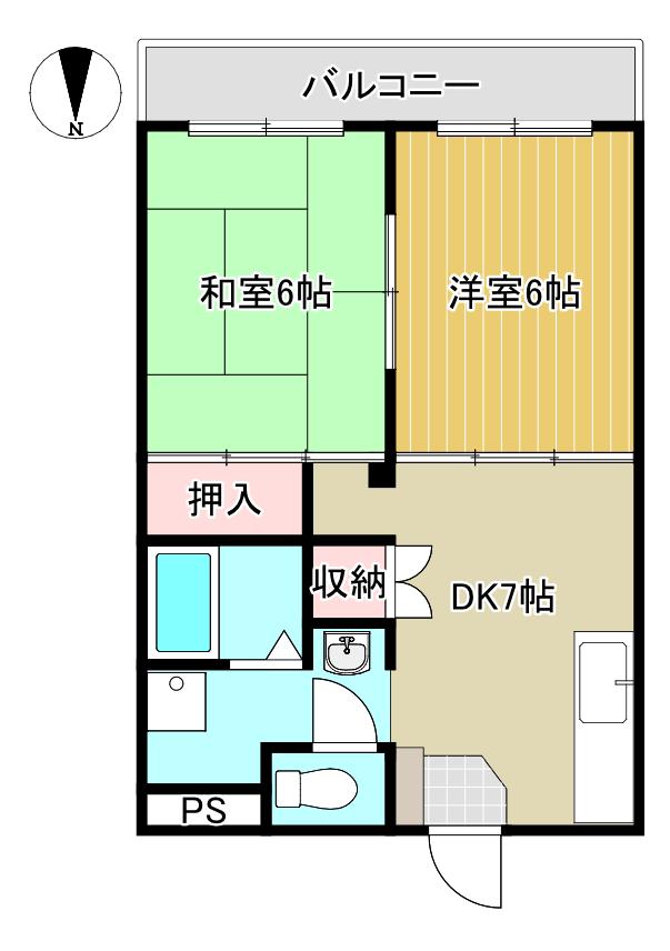 メゾン霞(2DK/2階)の間取り写真