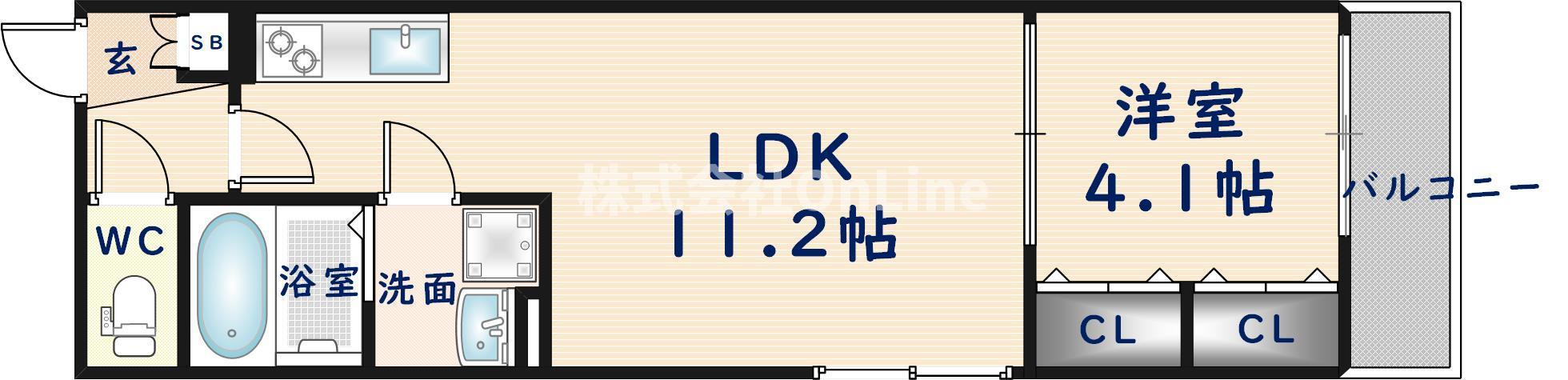 BADGETOMOIESTI(1LDK/1階)の間取り写真
