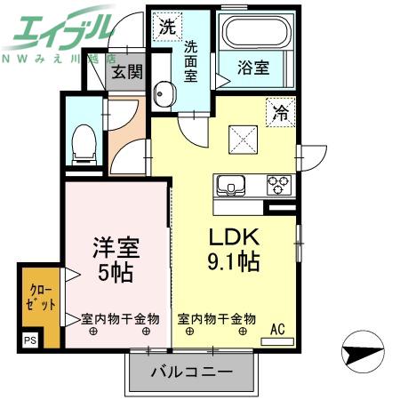 エトワールIII(1LDK/1階)の間取り写真