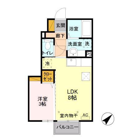 プラセールI(1LDK/1階)の間取り写真
