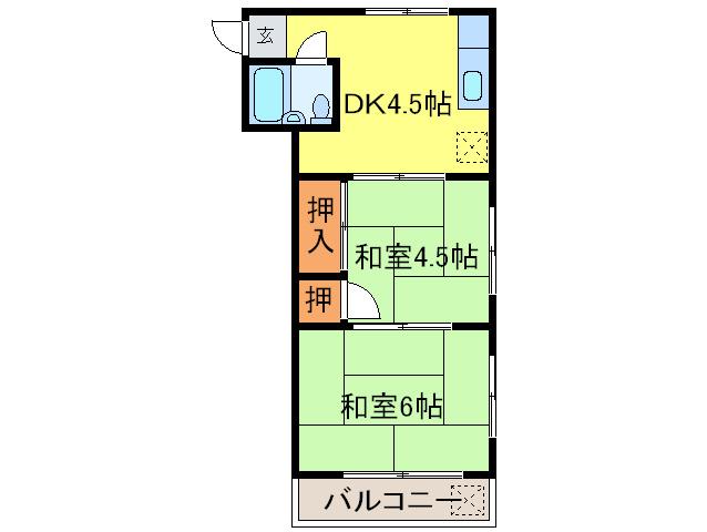 北岡ビル(2K/3階)の間取り写真