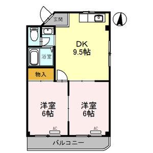 オスカー桜木A棟(2DK/4階)の間取り写真