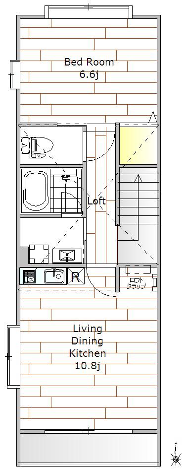 ラッフルズ自由が丘(1LDK/2階)の間取り写真