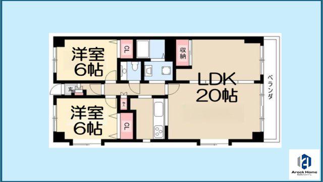 ビラ三秀山中(2LDK/3階)の間取り写真