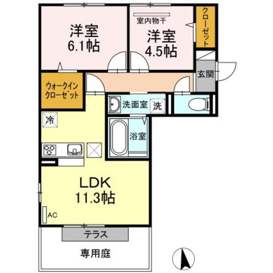 レグルスアルファ(2LDK/1階)の間取り写真