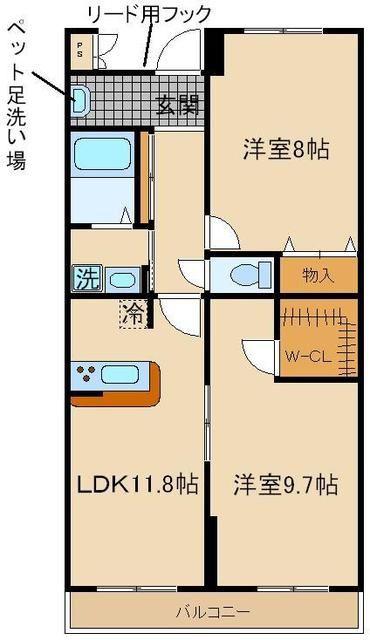 クレセール・ふじみ野(2LDK/3階)の間取り写真