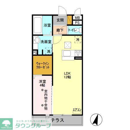 ロイジェントパークスレイクタウンH(1LDK/1階)の間取り写真