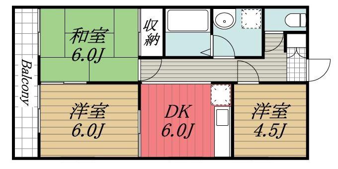 フレンドハイツ/勝田台北1(3DK/2階)の間取り写真
