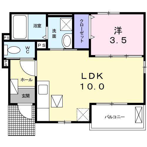 アルモニー(1LDK/1階)の間取り写真