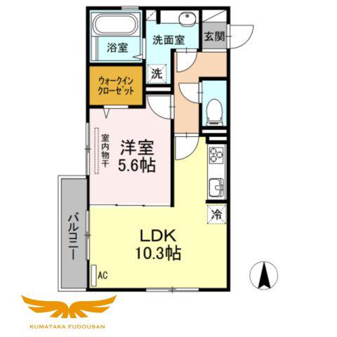 ドミール WITHD(1LDK/2階)の間取り写真