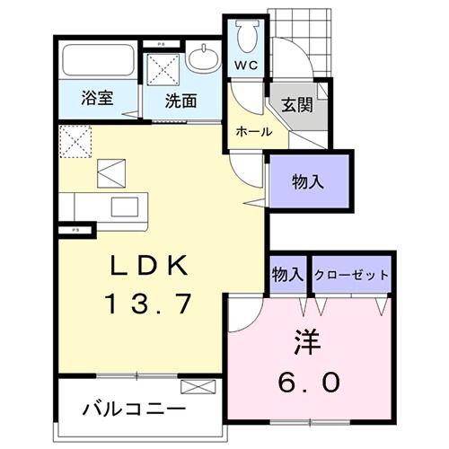 メゾン ヴィオラ(1LDK/1階)の間取り写真