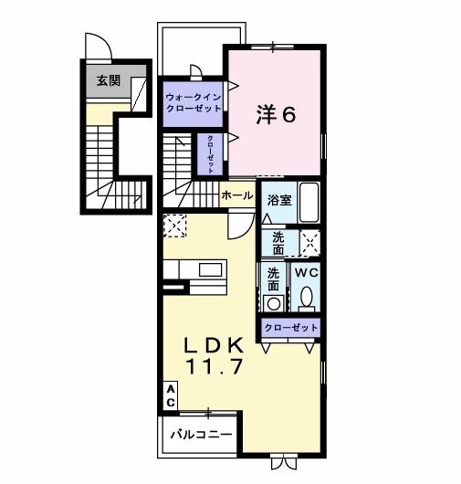 アンソレイエ(1LDK/2階)の間取り写真