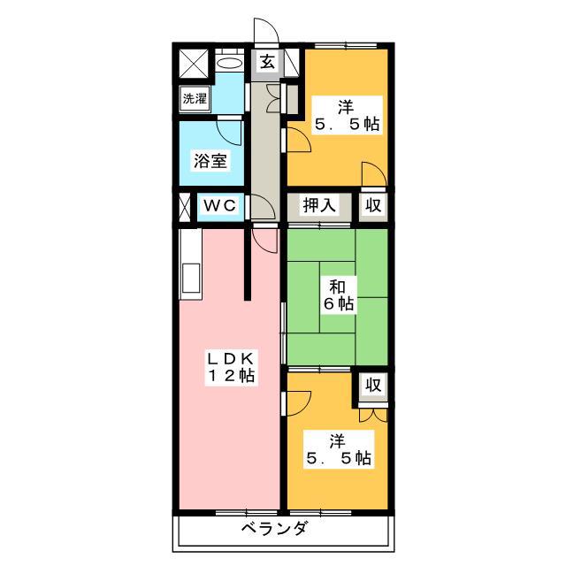 サンジェルマンII(3LDK/5階)の間取り写真