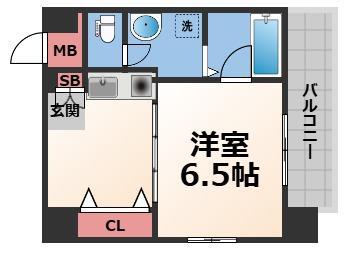 ミフネセントラルベア 荒本(1K/2階)の間取り写真