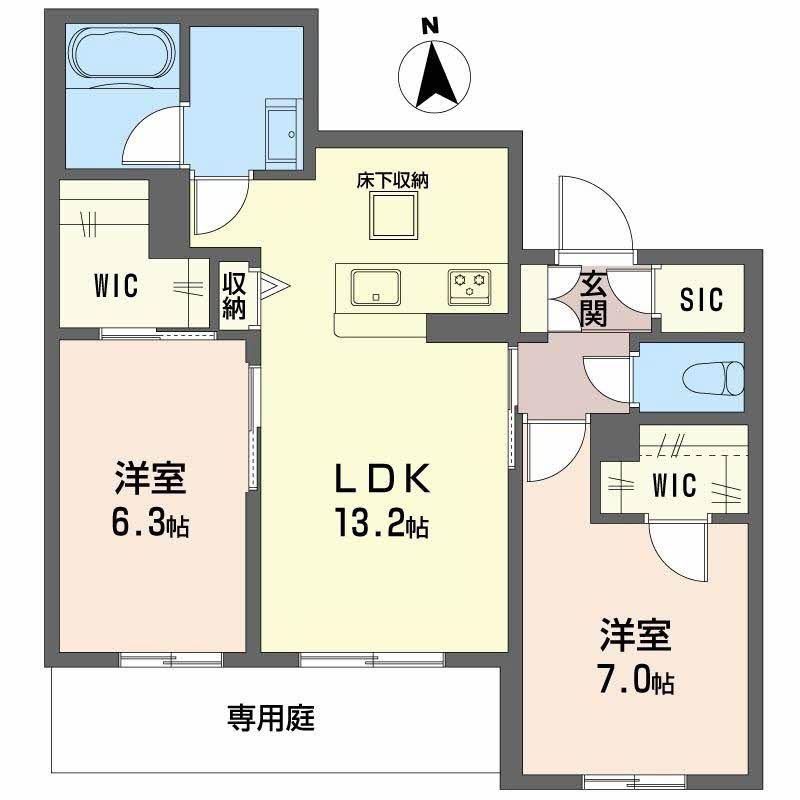 シャルール メゾン(2LDK/1階)の間取り写真