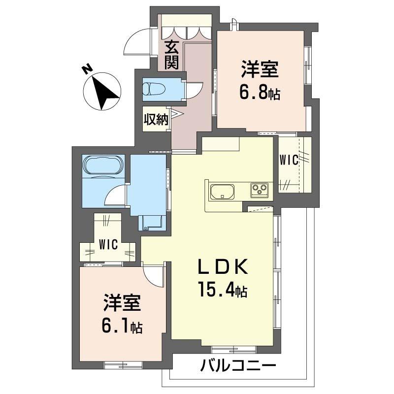 エフローレ東越谷リヴ・ゴーシュ(2LDK/3階)の間取り写真
