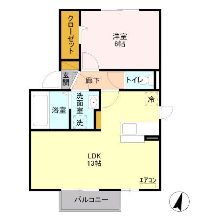 オアシス(1LDK/2階)の間取り写真
